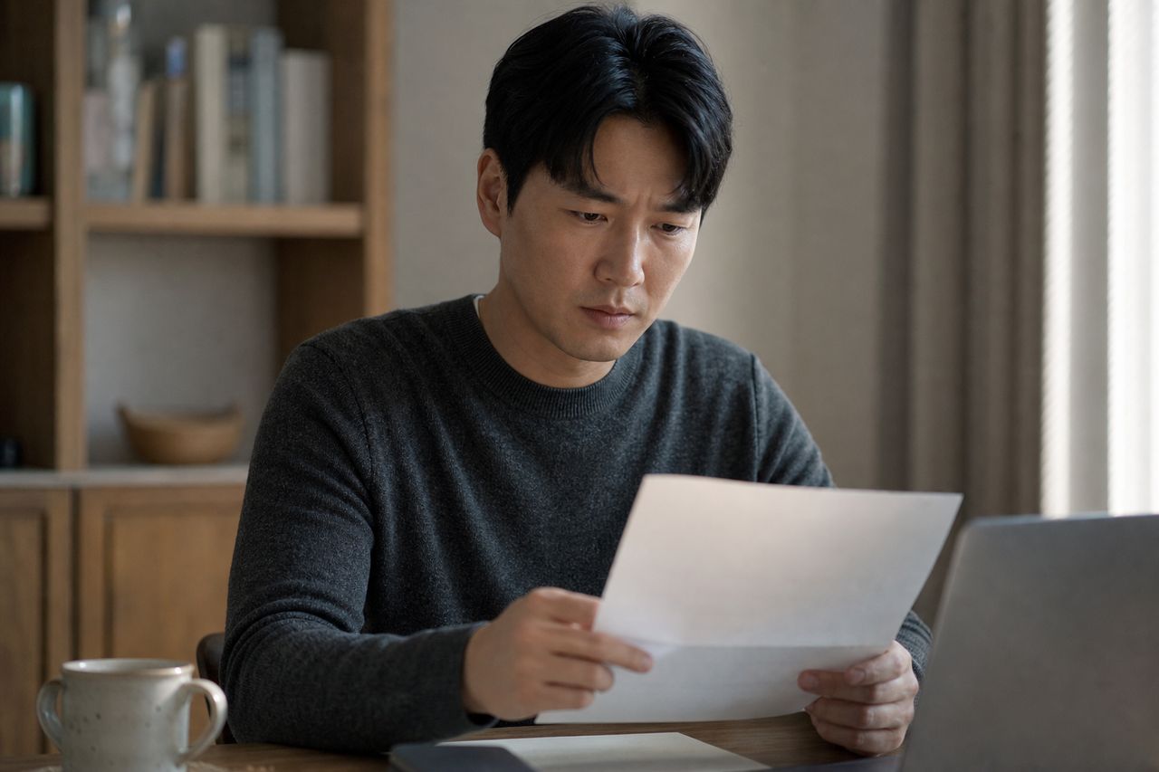 사기죄, 돈을 갚지 못했다는 사실만으로 형사책임이 생기는 것은 아닌 이유 관련 상황을 보여주는 이미지 — 서류를 검토하는 모습